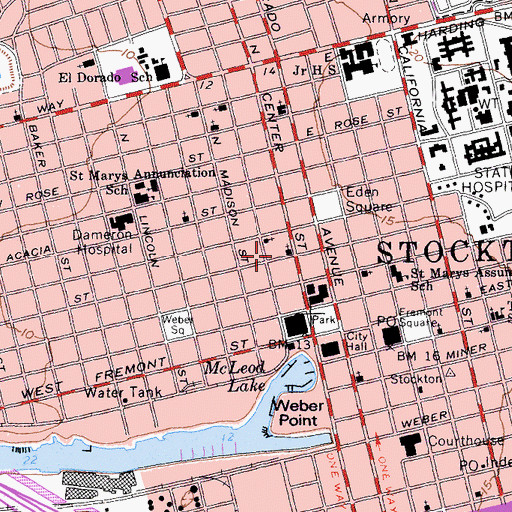 Topographic Map of Old Weber School (historical), CA
