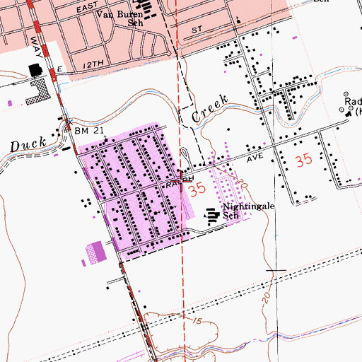 Topographic Map of Reverend Holmes Park, CA