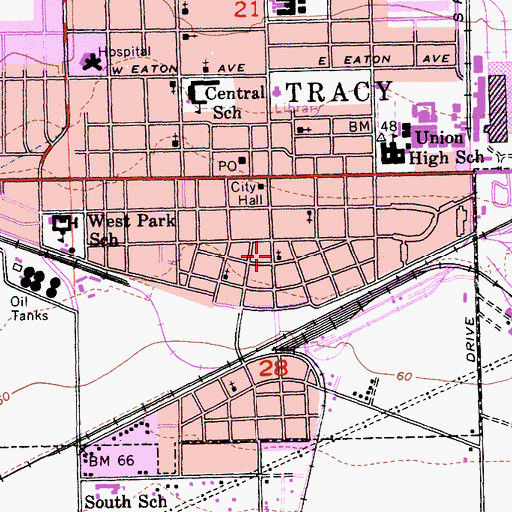 Topographic Map of Saint Bernards Roman Catholic Church, CA