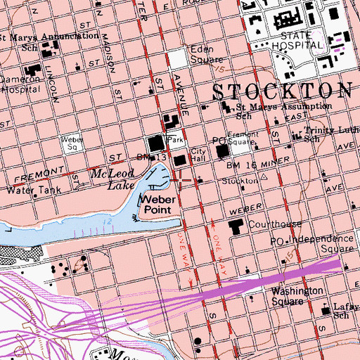 Topographic Map of Saint Johns Episcopal Church, CA