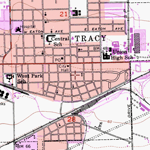 Topographic Map of Saint Pauls Evangelical Lutheran Church, CA