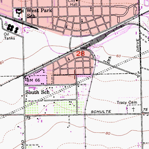 Topographic Map of South Public School (historical), CA