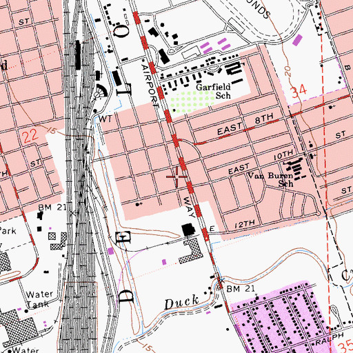 Topographic Map of Southeast Branch Stockton-San Joaquin County Public Library, CA
