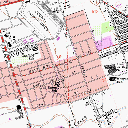 Topographic Map of A Greater Fellowship Church of God in Christ, CA