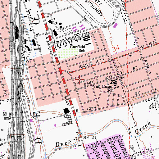Topographic Map of Masjid-Us-Sadiq, CA