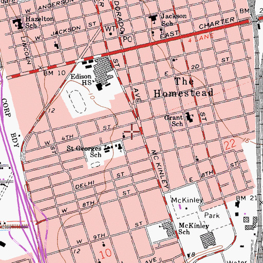 Topographic Map of Morning Star Missionary Baptist Church, CA