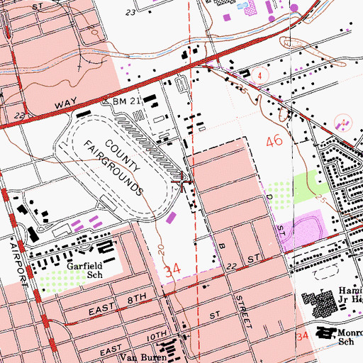 Topographic Map of Mount Olive Missionary Baptist Church, CA