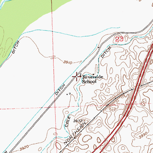 Topographic Map of Riverside School, CO