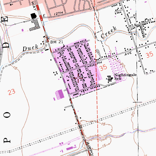 Topographic Map of Shiloh Baptist Church, CA