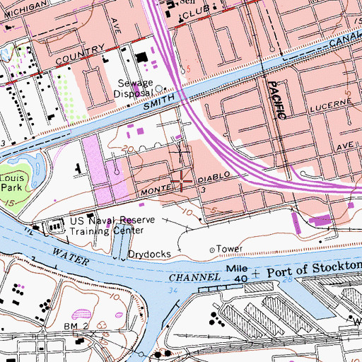 Topographic Map of Country Club Congregation Kingdom Hall of Jehovahs Witnesses, CA
