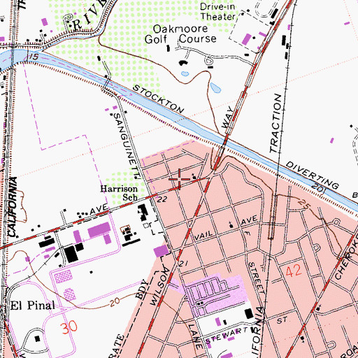 Topographic Map of East Alpine Pentecostal Church of God, CA