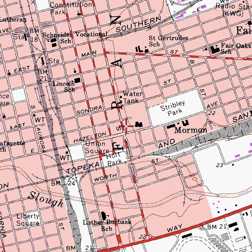 Topographic Map of San Joaquin County Health Center, CA