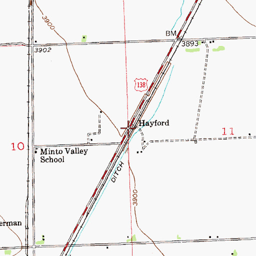Topographic Map of Hayford, CO