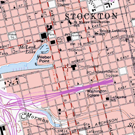 Topographic Map of San Joaquin County Law Library, CA