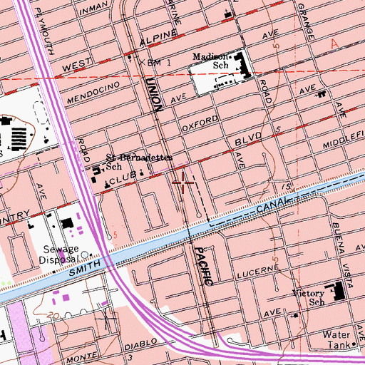 Topographic Map of Stockton Chinese Baptist Church, CA