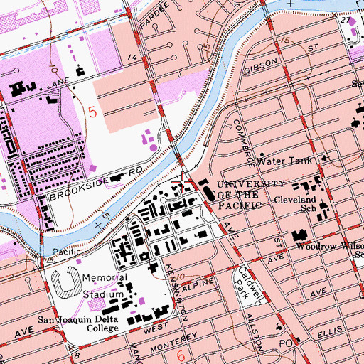 Topographic Map of Brookside Shopping Center, CA