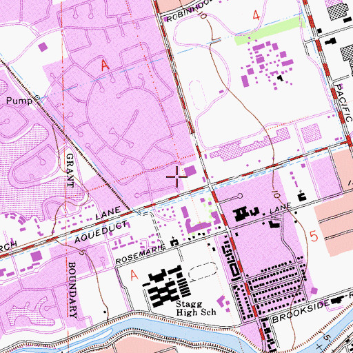 Topographic Map of Saint Marks Plaza Shopping Center, CA
