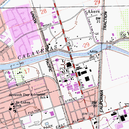Topographic Map of Stockton Post Office, CA