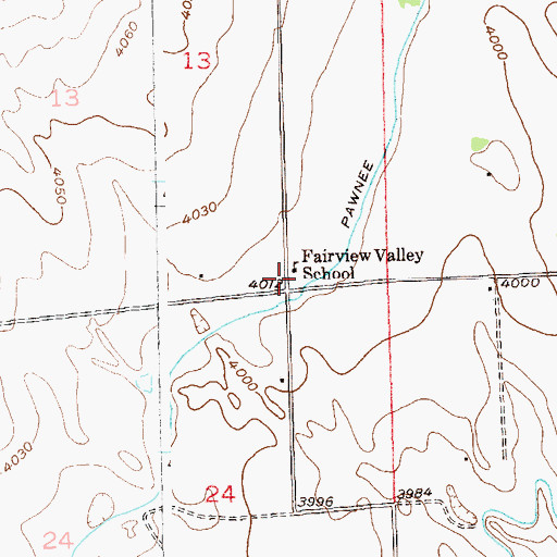 Topographic Map of Fairview Valley School, CO