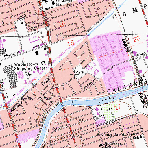 Topographic Map of Weberstown Park, CA