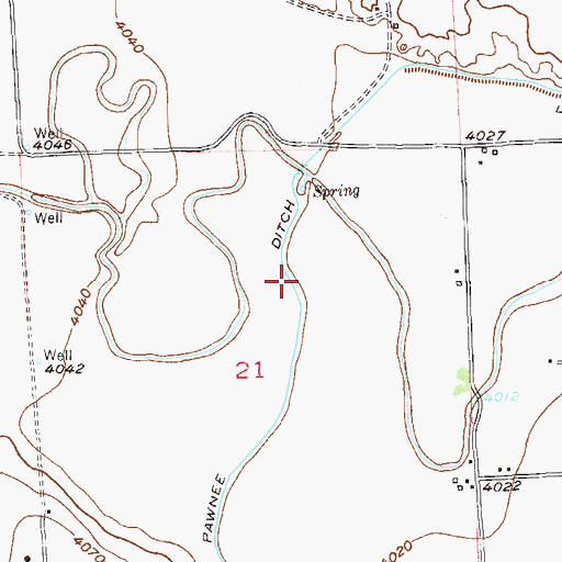 Topographic Map of Pawnee Ditch, CO
