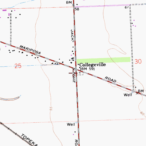 Topographic Map of Collegeville Cemetery, CA