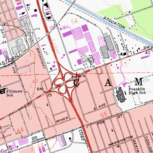 Topographic Map of Eastside Church of Christ, CA