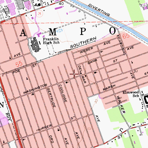 Topographic Map of Faith Assembly of God Church, CA