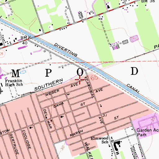 Topographic Map of Full Gospel Tabernacle Pentecostal Church, CA