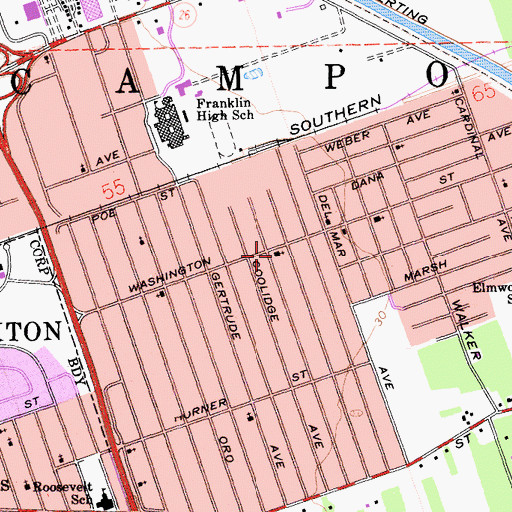 Topographic Map of Korean Baptist Church of Stockton, CA