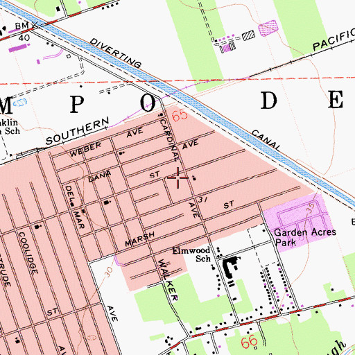 Topographic Map of Monte Sinai Pentecostal Church, CA