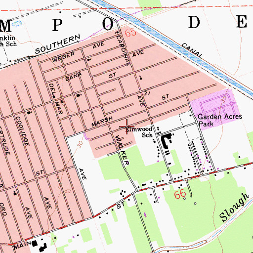 Topographic Map of Temple Baptist Church, CA