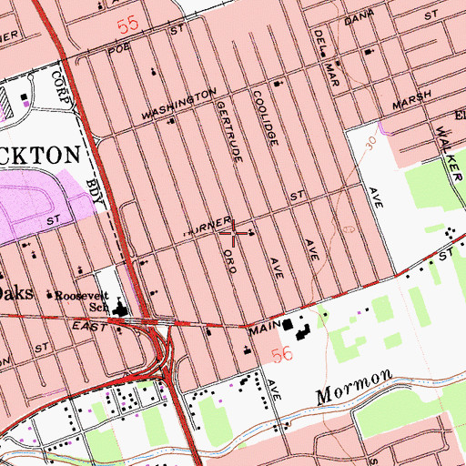 Topographic Map of Third Missionary Baptist Church, CA