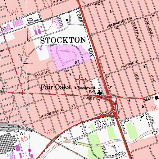 Topographic Map of True Light Apostolic Faith Church, CA