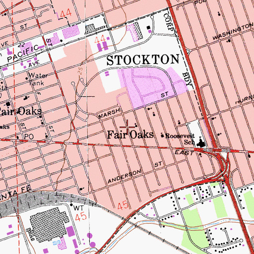 Topographic Map of Wilburns Temple Church of God in Christ, CA