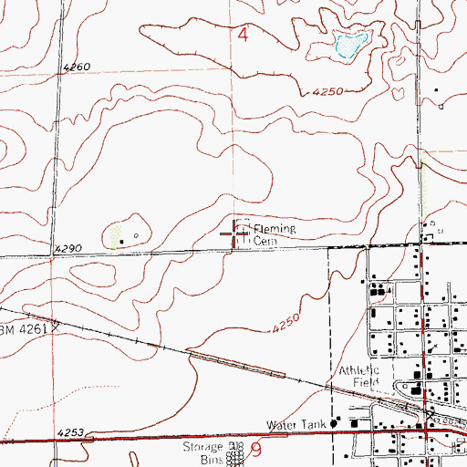 Topographic Map of Fleming Cemetery, CO