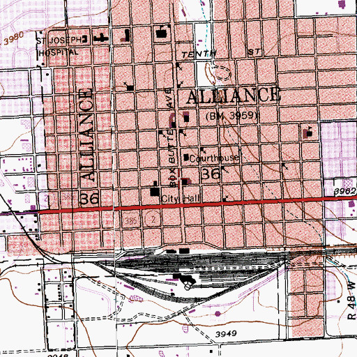 Topographic Map of Alliance Post Office, NE