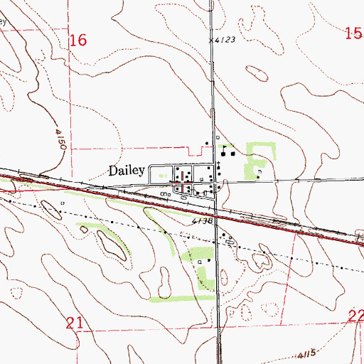 Topographic Map of Dailey, CO