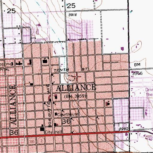 Topographic Map of First Baptist Church, NE