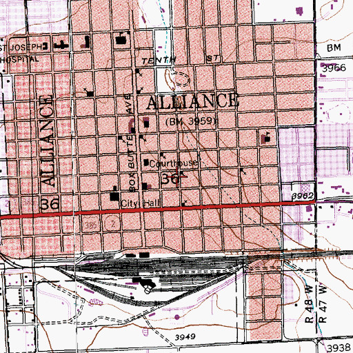 Topographic Map of Alliance Baptist Church, NE