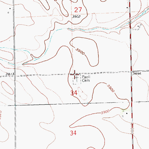 Topographic Map of Paoli Cemetery, CO