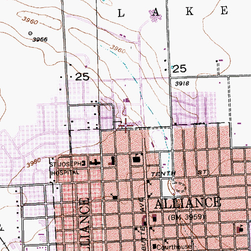Topographic Map of Alliance High School, NE