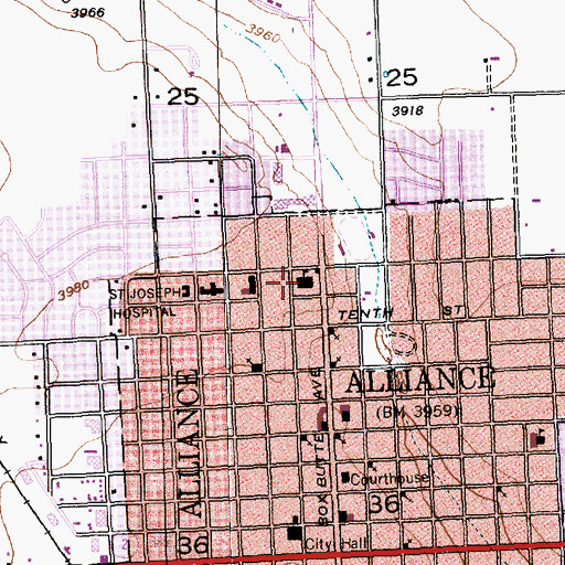 Topographic Map of Alliance Middle School, NE