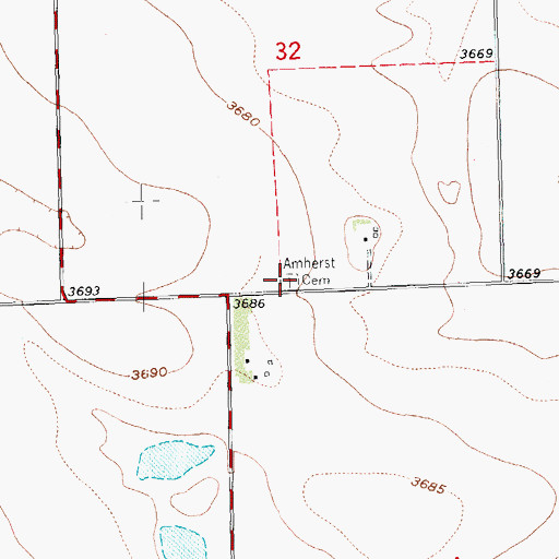 Topographic Map of Amherst Cemetery, CO