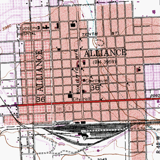 Topographic Map of Box Butte County Courthouse, NE