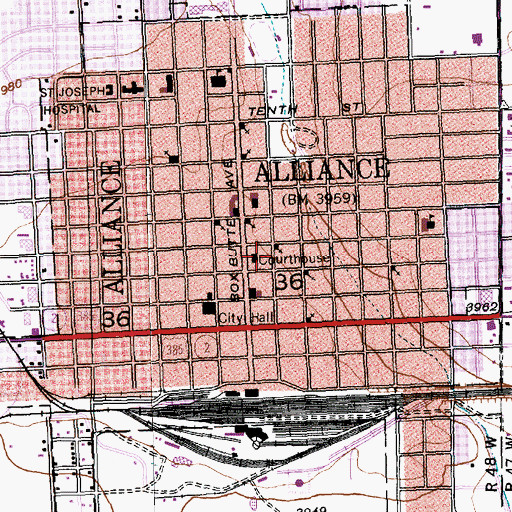 Topographic Map of Box Butte County Sheriff, NE