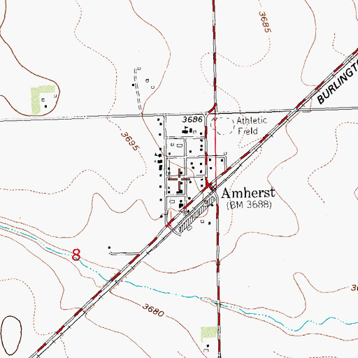 Topographic Map of Amherst, CO