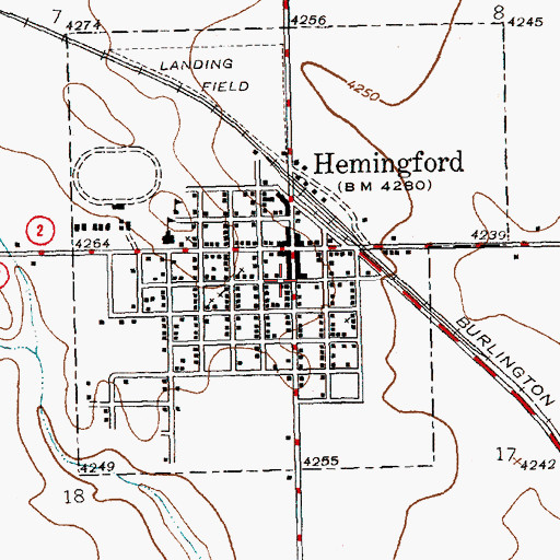 Topographic Map of Hemingford Police Department, NE