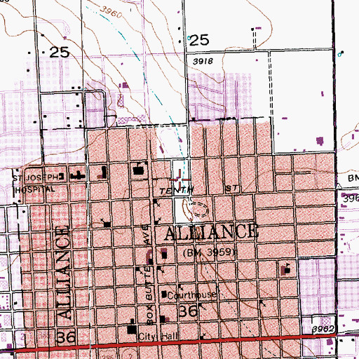 Topographic Map of Sallows Arboretum and Conservatory, NE
