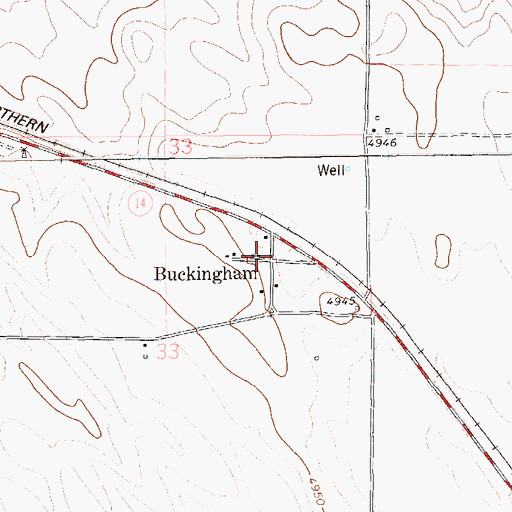 Topographic Map of Buckingham, CO